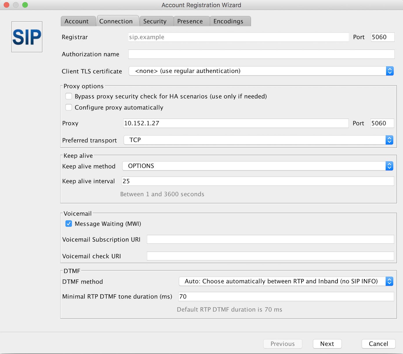 SIP setup in Jitsi